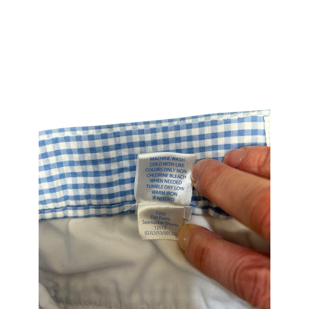 Men's Southern Tide Flat Front Shorts Waist 32 Blue White Seersucker - Picture 5 of 6